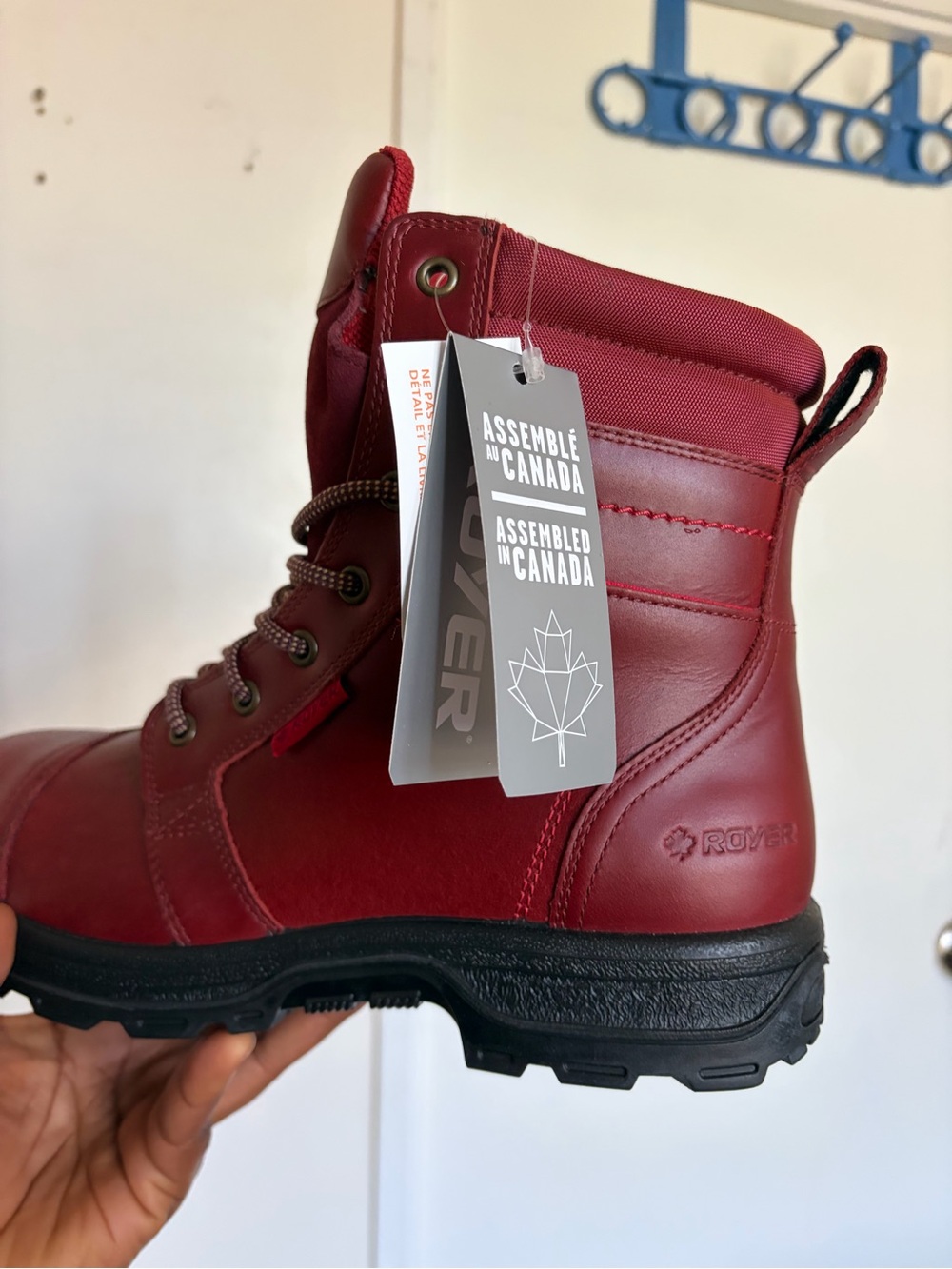 ROYER Wine Colour Work Boots with Black Outsole